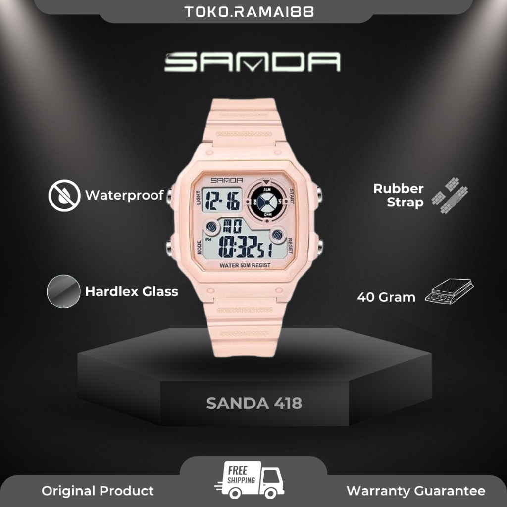 ✅ ✅ ✅ SANDA 418 Jam Tangan Pria Digital Tali Rubber Chronograph Anti Air