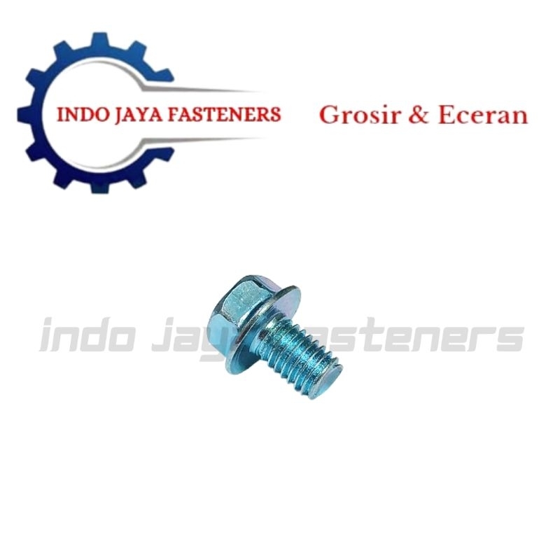 Baut Baud Flange M8 x 12 Kunci 12 Baut Topi Flange Bolt Putih