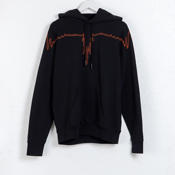 Hoodie MARCELO BURLON STITCH OUTLINE RED BLACK HOODIE 100% ORIGINAL