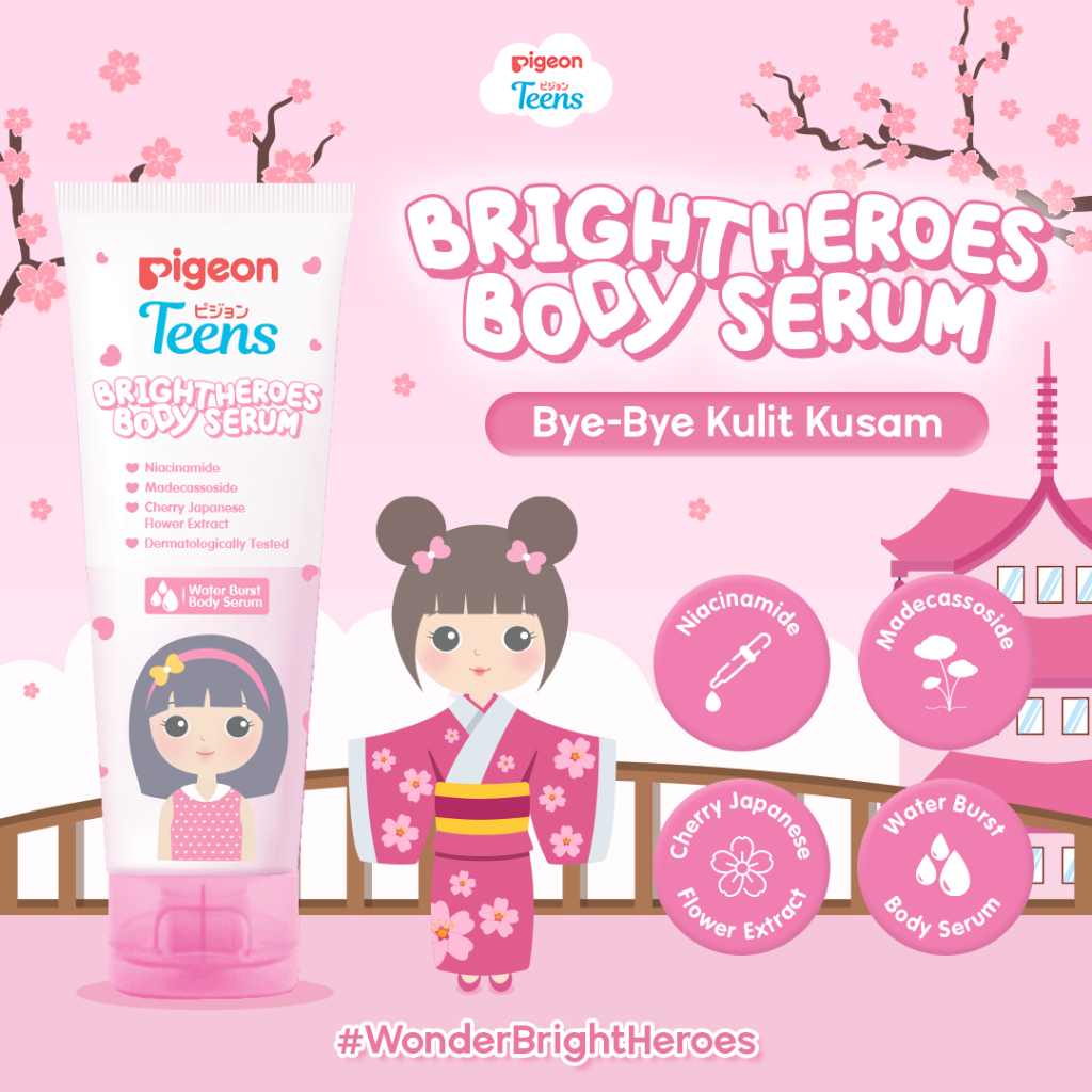 Pigeon Teens Bright Heroes Body Serum 100ml | Body Serum Remaja| Body Lotion Remaja |Body Serum Kuli