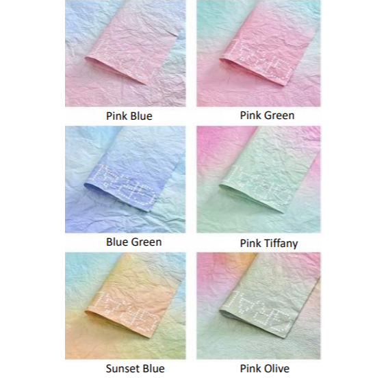 

(20Lembar) Kertas Bunga Buket Cellophane Warna Gradiasi / Gradient Wrinkle Wrapping Paper