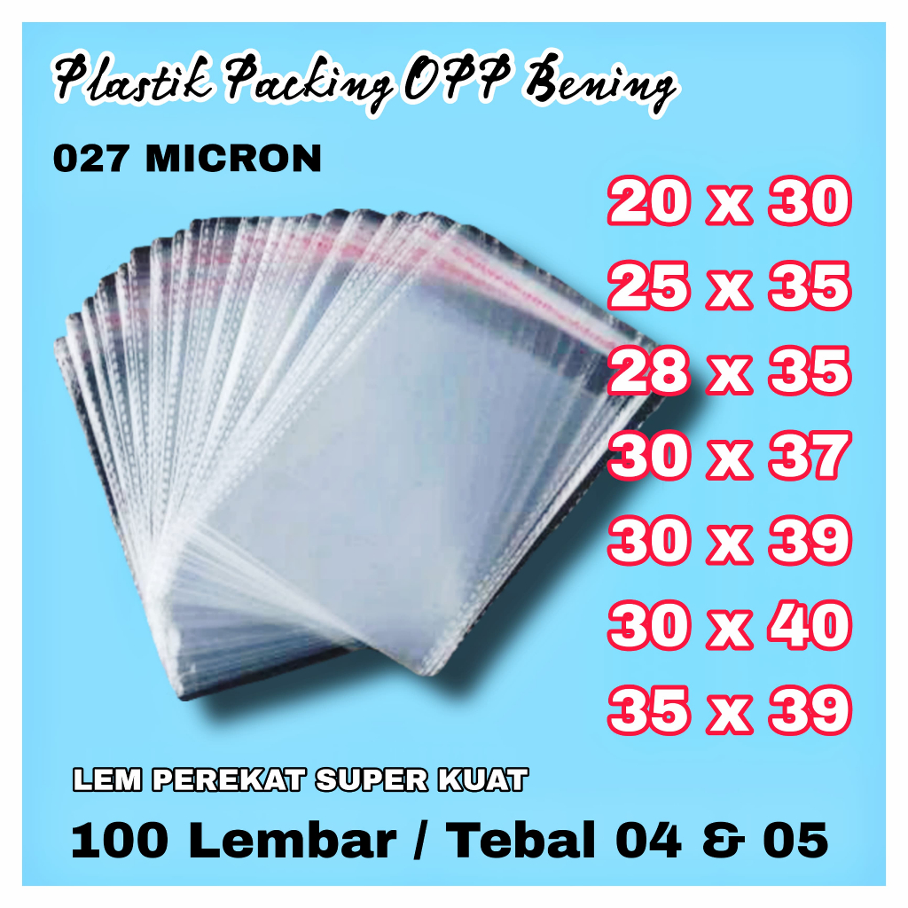 

PLASTIK OPP LEM SEAL / PLASTIK BAJU BENING TEBAL 05 ( 027 Micron ) Isi 100 Lembar Harga Termurah