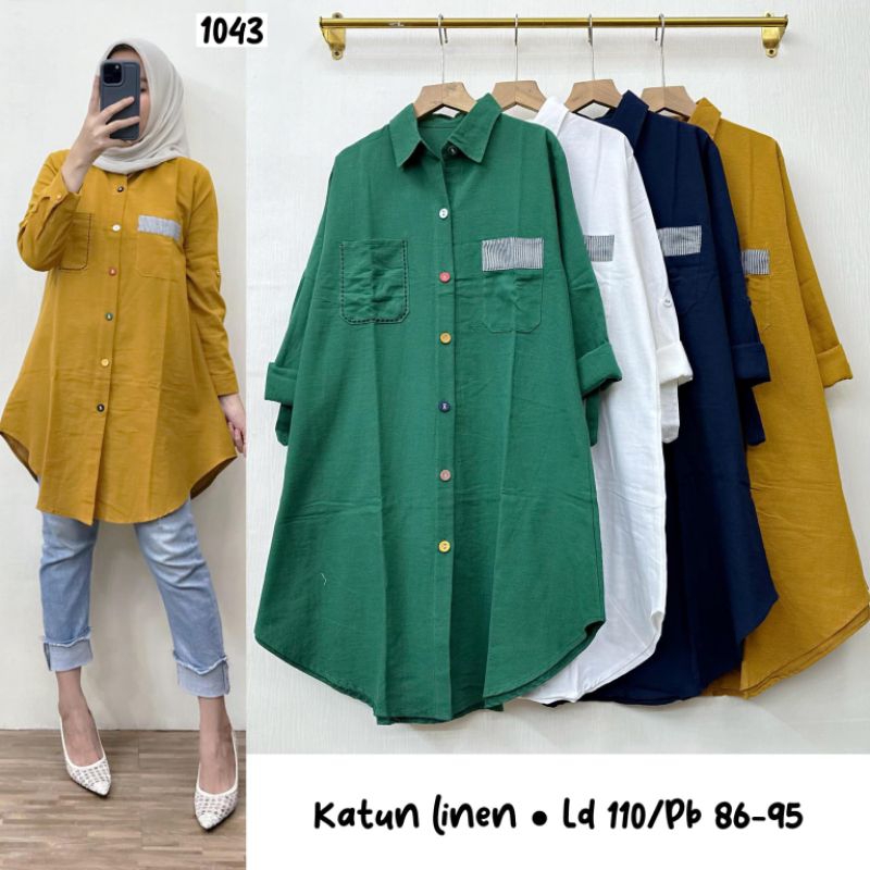 Tunik Kemeja Katun Linen Import New FeLlA#1043