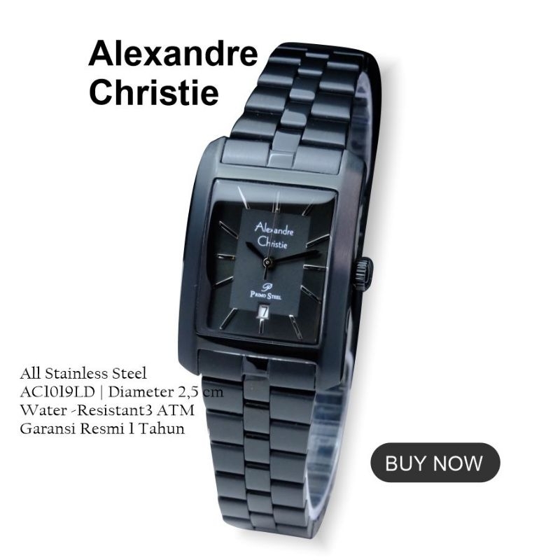 JAM TANGAN WANITA ORIGINAL ALEXANDRE CHRISTIE AC1019 FULL BLACK STAINLESS STEEL ALEXANDER CRISTIE 10