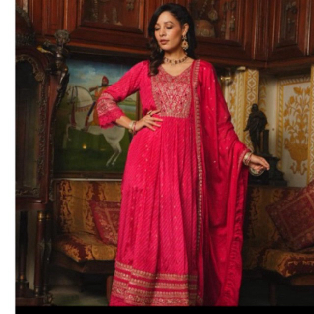 Dress ori india bahan chinon (2250)