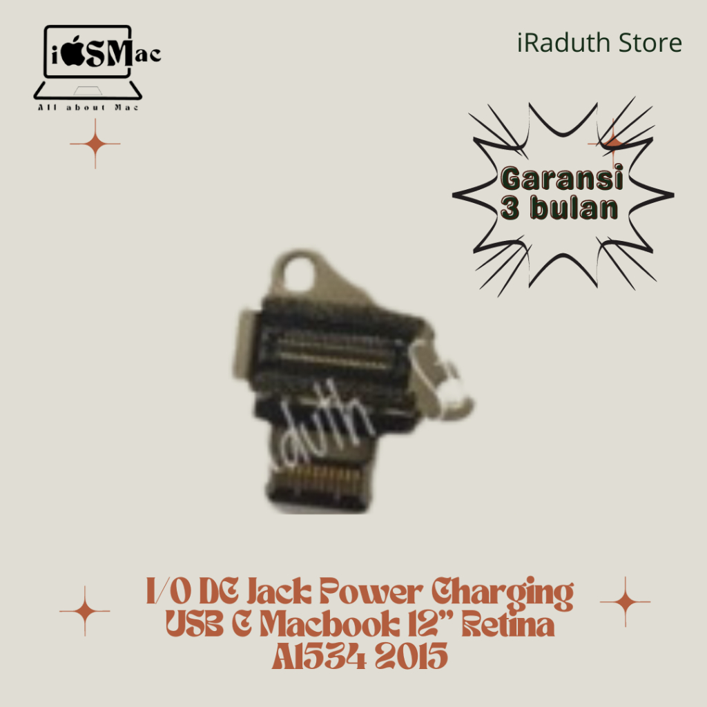 I/O DC Jack Power Charging USB C Macbook 12” Retina A1534 2015