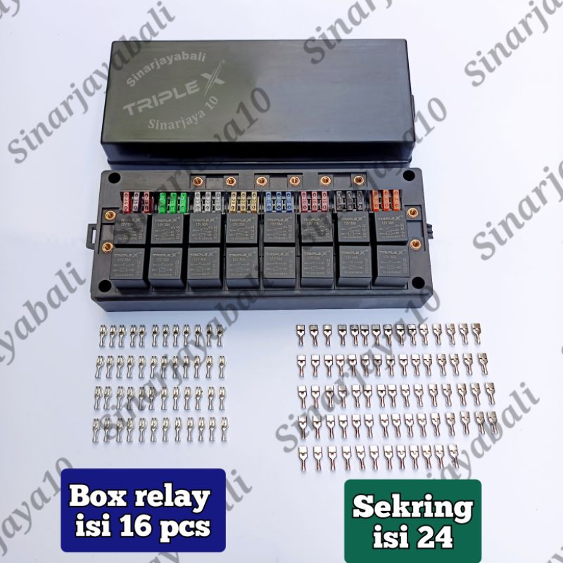 box relay kotak rellay tempat rumah rilay sekring fuse isi 16 24 sikring holder rilai mobil car univ