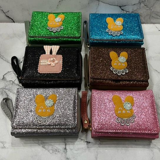 dompet wanita kecil sintetis koin  lipat tiga  resleting
