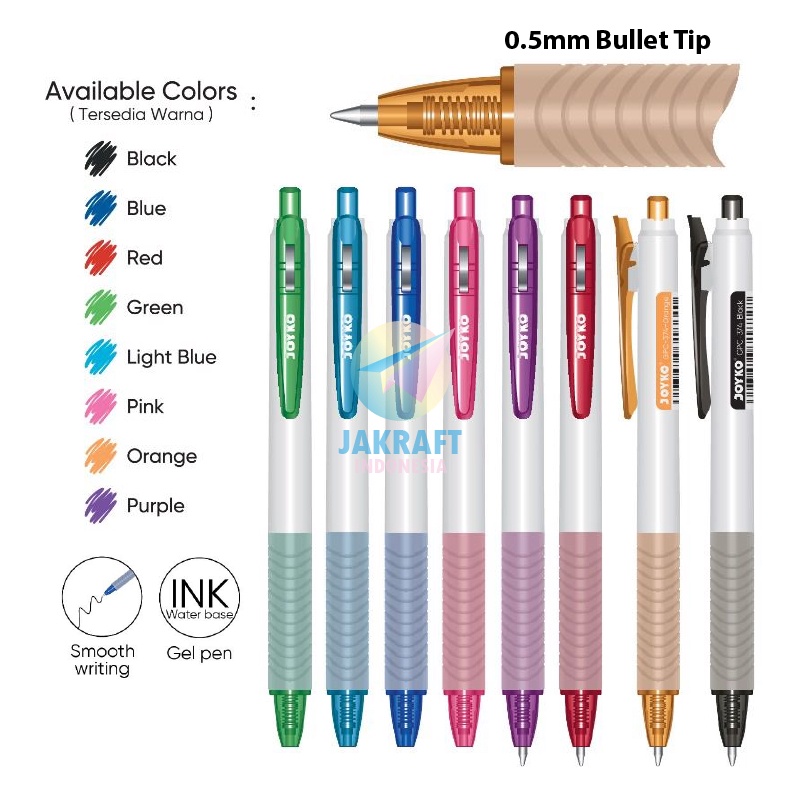 

DISKON SPESIAL 1 Pcs Retractable Gel Pen Color With Clip JOYKO GPC374 Pulpen Klik Warna Ala Sarasa Clip 5 mm