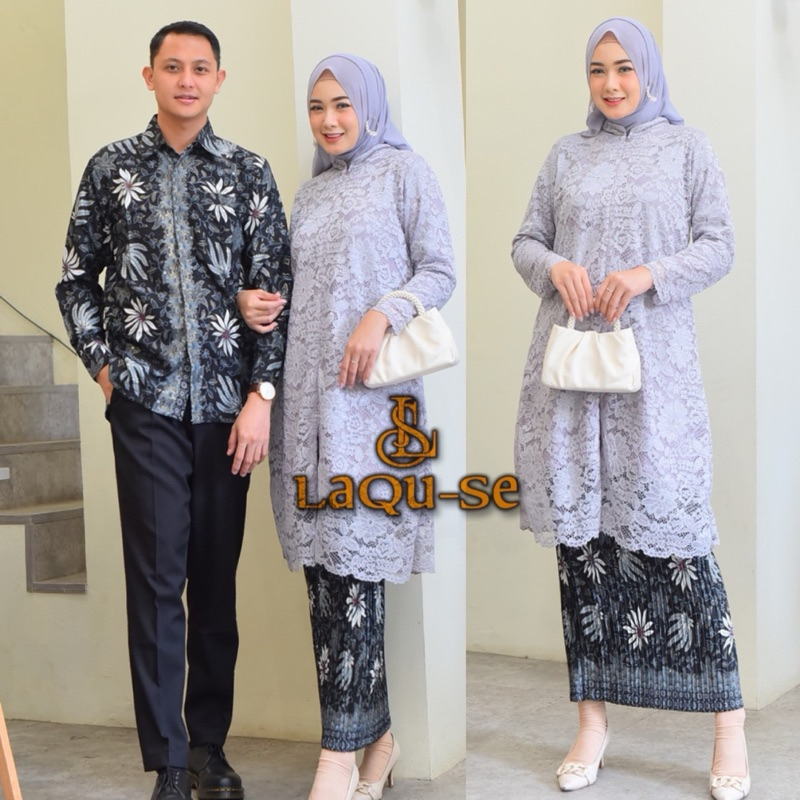 Set Kebaya Couple Dengan Kemeja Batik Pria Couple Kebaya Wisuda Seragaman Acara Nikahan Stelan Kebay