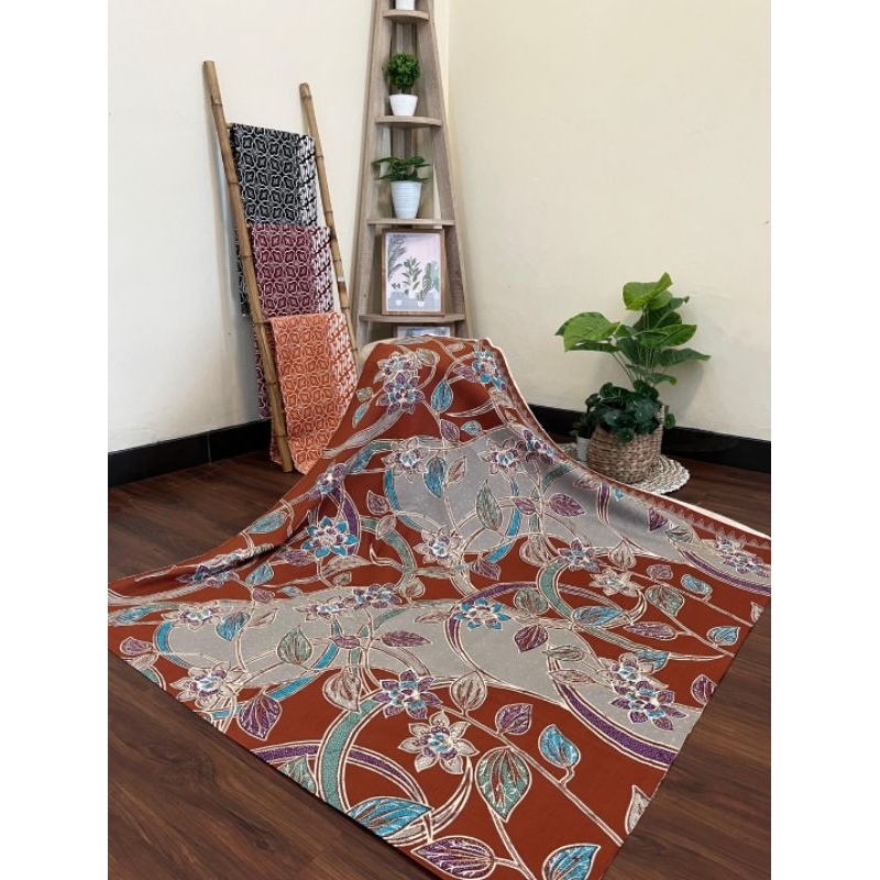 Kain Batik Solo katun printing ecoprint merah