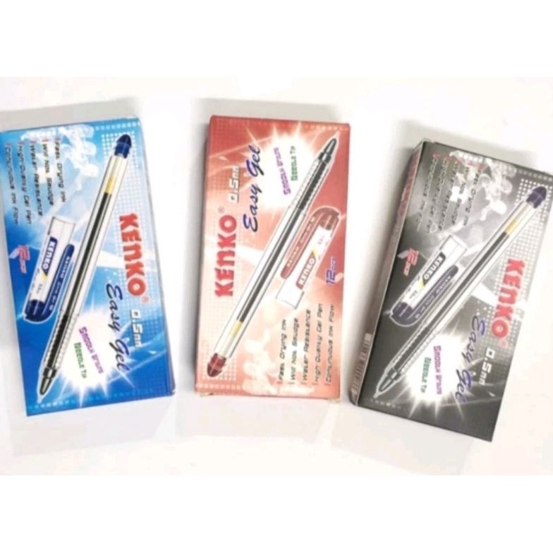 

COD 66 Pulpen Gel Bolpen Pena Kenko EASY GELL 5mm Hitam Biru 1pak 12 pc Satusatunya