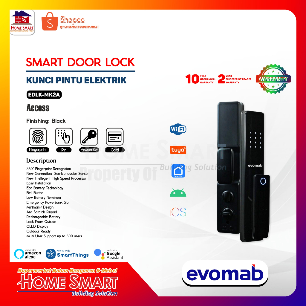 Evomab Kunci Pintu Digital Smart Home EDLK-MK2A