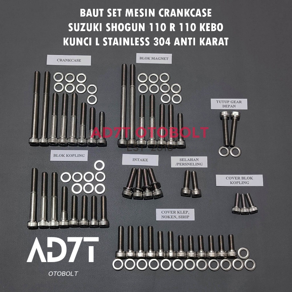 Baut Set Blok Mesin Suzuki Shogun 110R 110 Kebo Kunci L Stainless
