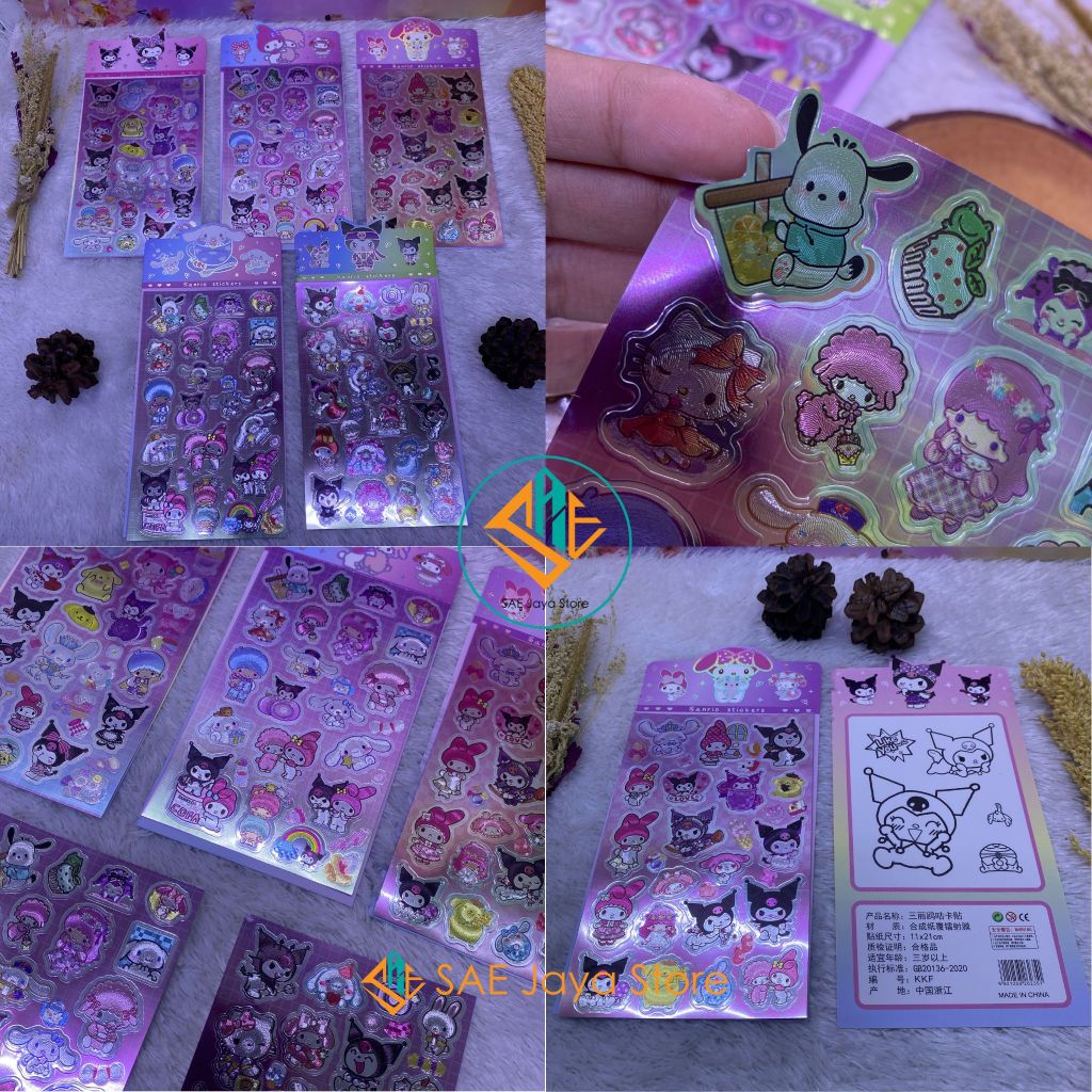 

SAE - STICKER HOLOGRAM + MEWARNAI MOTIF SANRIO MELODY KUROMI / MAINAN ANAK STIKER HOLOGRAM SANRIO