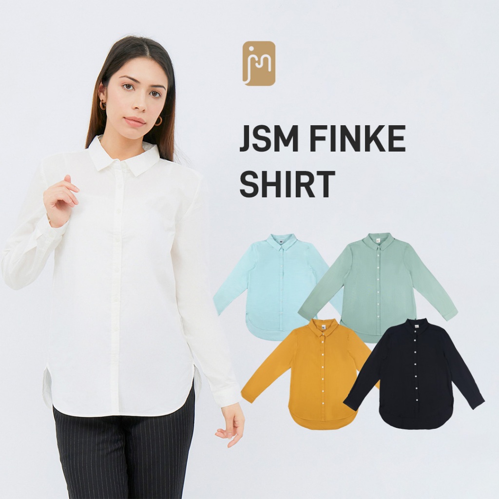 JSM FINKE SHIRT - Kemeja Kerja Wanita Kekinian Lengan Panjang Korean Style Rayon Premium