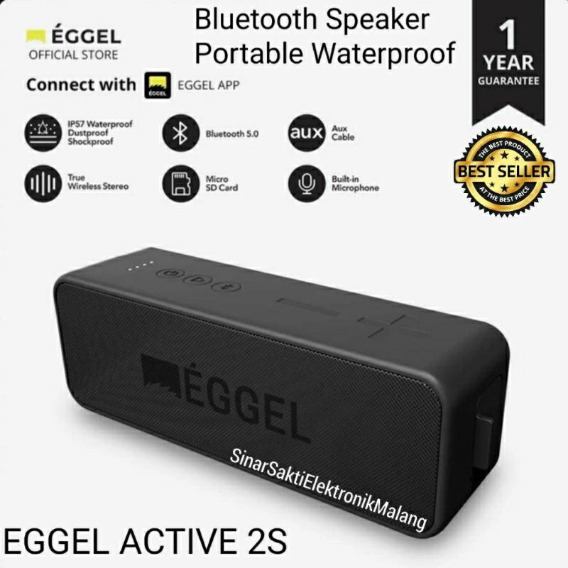 Speaker Eggel Active 2S Bluetooth Portable Waterproof Mini Soundbar Original Malang Garansi Resmi Si