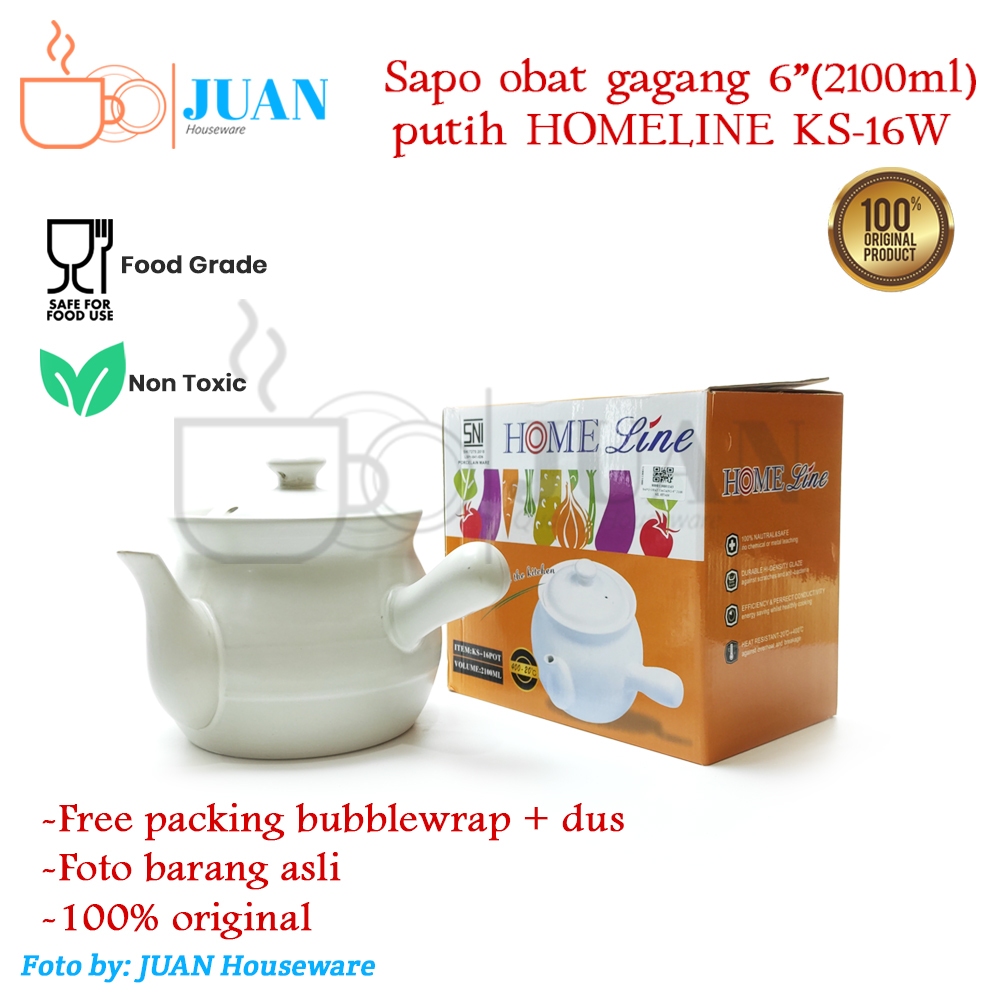 HOMELINE Sapo obat gagang keramik putih / panci keramik / panci obat herbal KS-16W