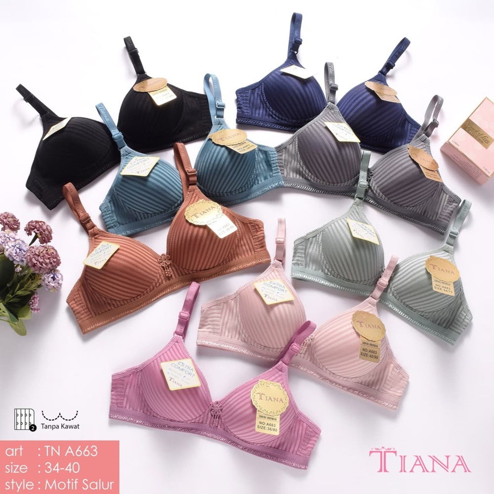 BH Tiana A663 Salur Size 34-40 NON Kawat Kait 2 Cup A Busa Sedang