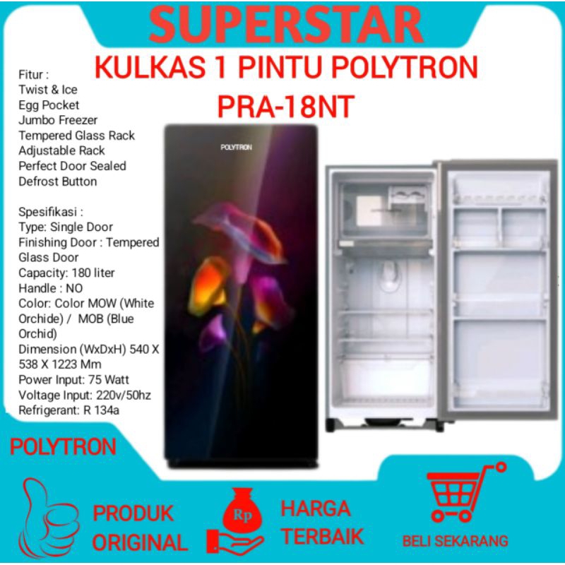 POLYTRON Kulkas pintu 1 Pra-18Nt