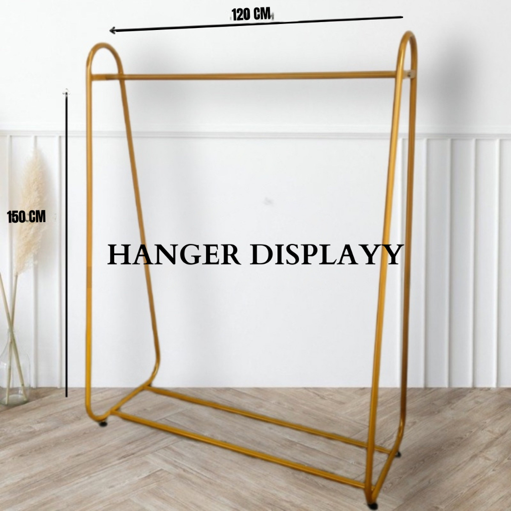 Gantungan Baju Gawang Multi Oval Gold - Standing Rak Baju Gawang Gold