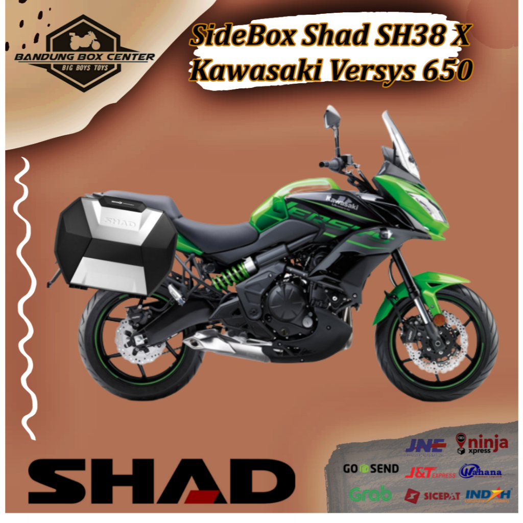 SideBox Shad SH38 X Alumunium Bracket Kaawasaki Versys 650 Side Box Shad SH 38 X Box Motor Versys 65