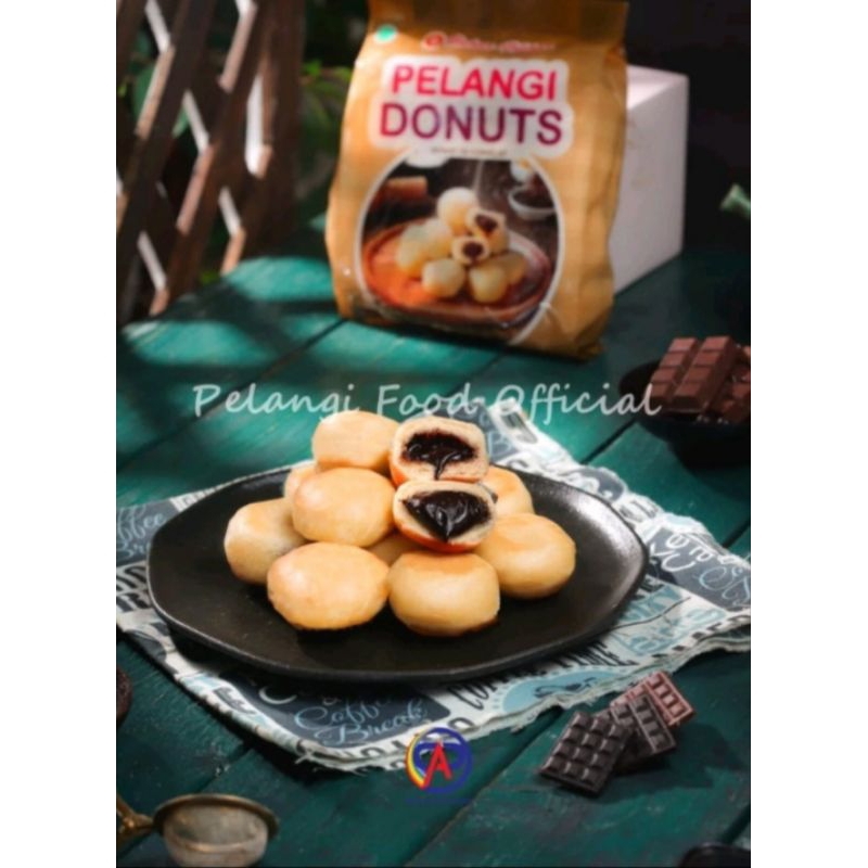 

Donat pelangi isi coklat