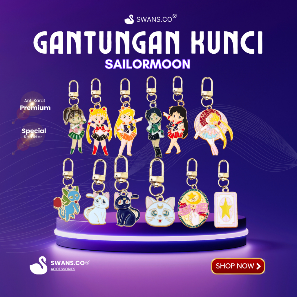 SWANS.CO - GANTUNGAN KUNCI SAILOR MOON | SAILOR JUPITER | SAILOR MERCURY | SAILOR VENUS | URANUS