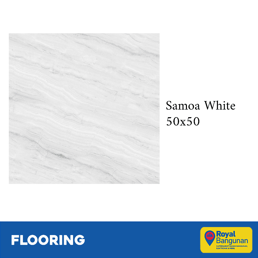 Milan Keramik Samoa White 50X50 Keramik Lantai Motif Marble Glossy