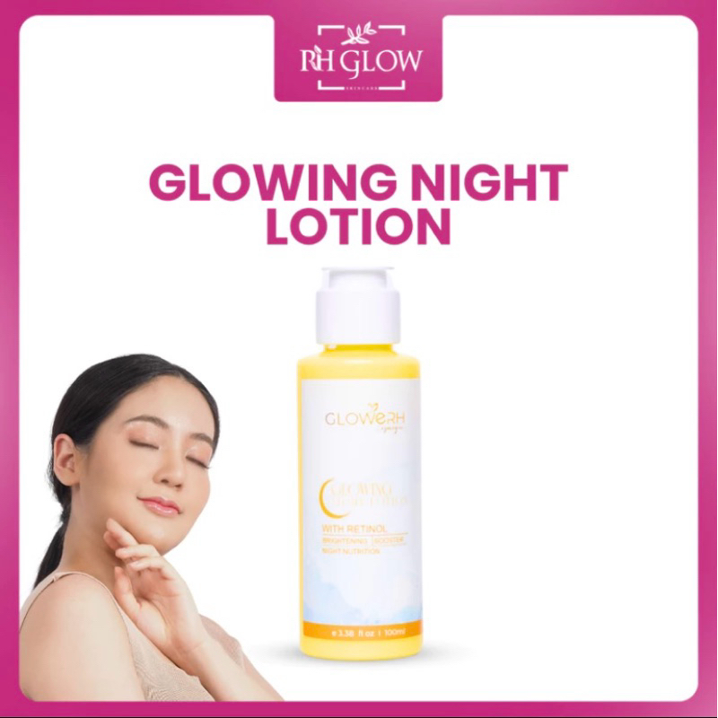 RH GLOW SKINCARE GLOWING NIGHT LOTION WITH RETINOL (Body lotion malam, Mencerahkan, Melembabkan