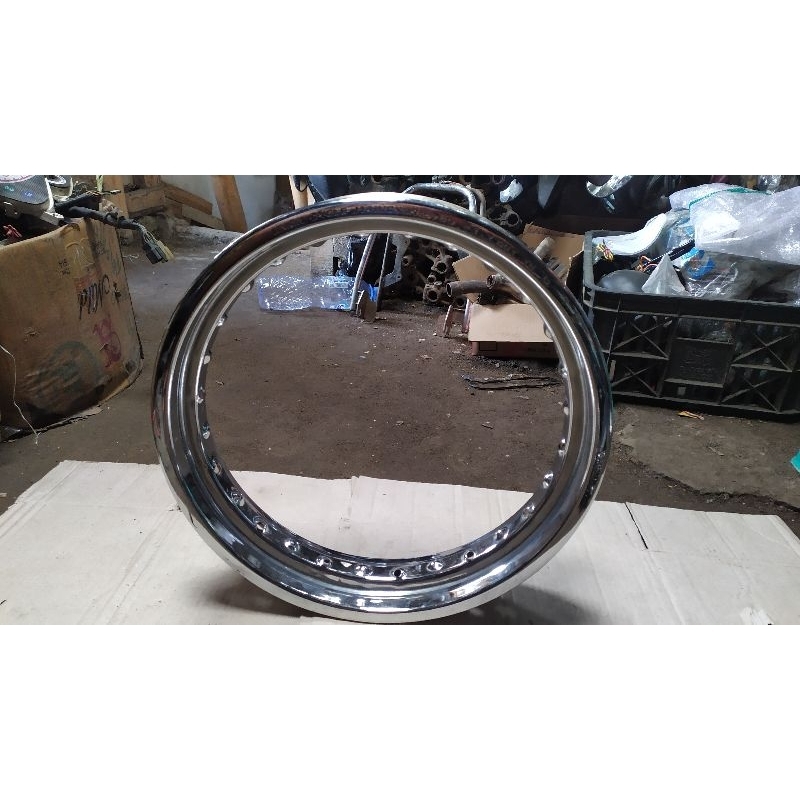 pelek ring 14 mini trail lubang ruji jari jari 28 bahan besi lebar 2.50 second