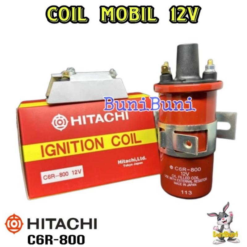 KOIL MOBIL HITACHI / Ignition Coil Hitachi 12V Kaki 2 Universal Untuk Mobil Kijang / Carry / Futura 