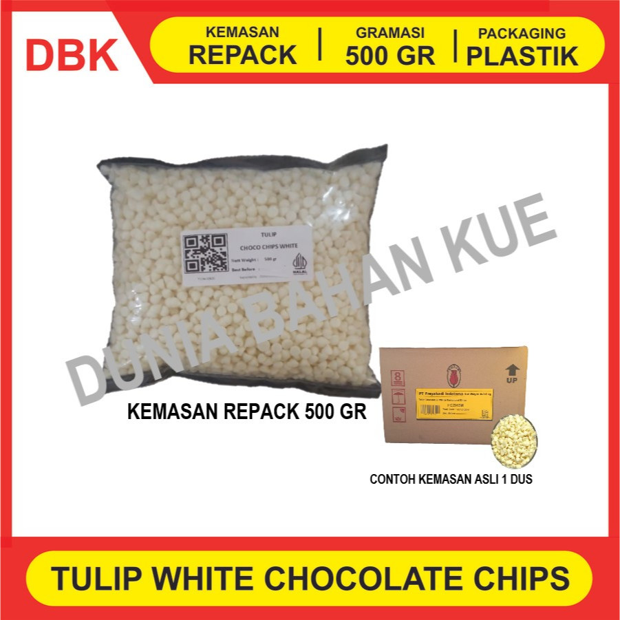 

TULIP CHOCOCHIPS PUTIH / COKLAT CHIP / WHITE CHOCO CHIPS - 500 GR