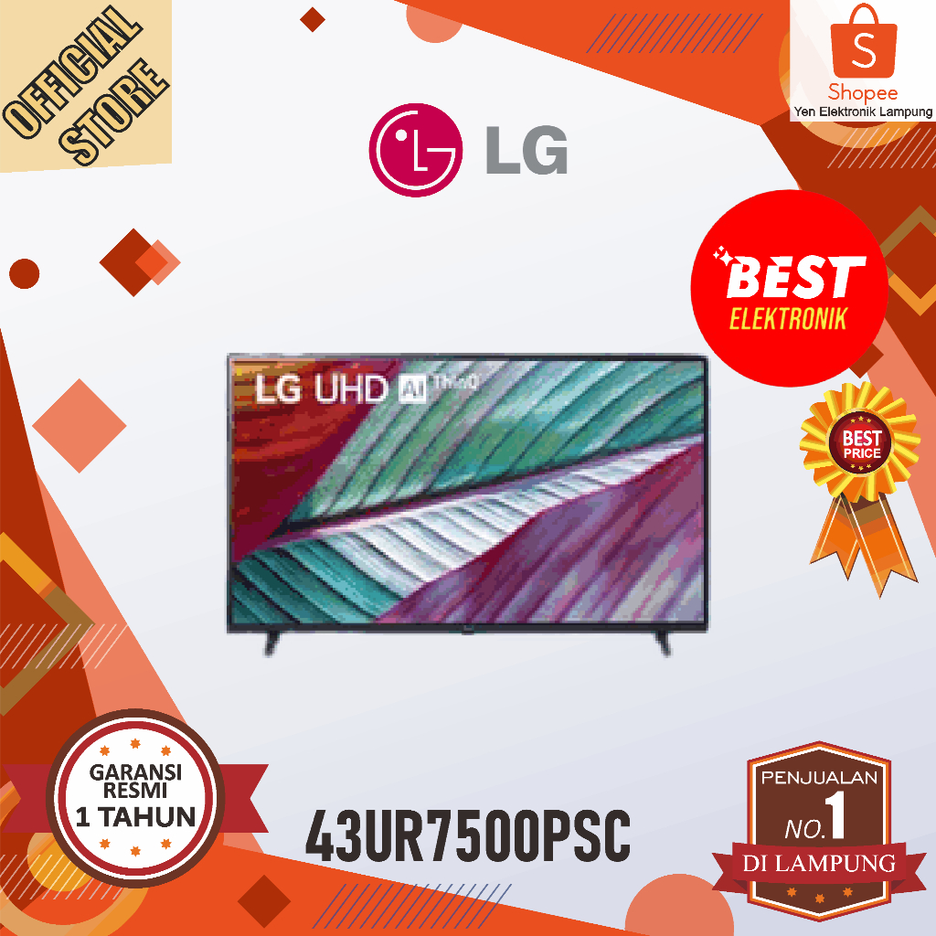 TV LG 43UR7500 4K Smart UHD AI ThinQ TV 43 Inch Garansi Resmi LG
