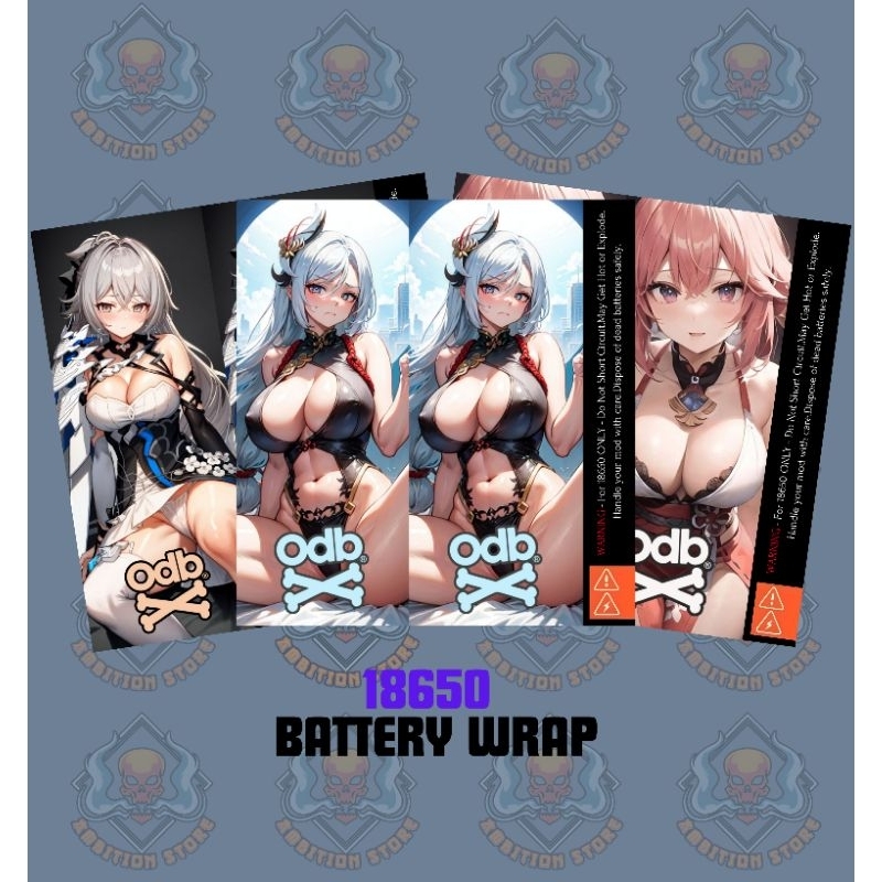 

AMBITIONSTORE - Stiker Skin Wrap Baterai 18650 Motif Genshin Impact Series - Pelindung dan Penghias Baterai 18650 Untuk Segala Merek Baterai