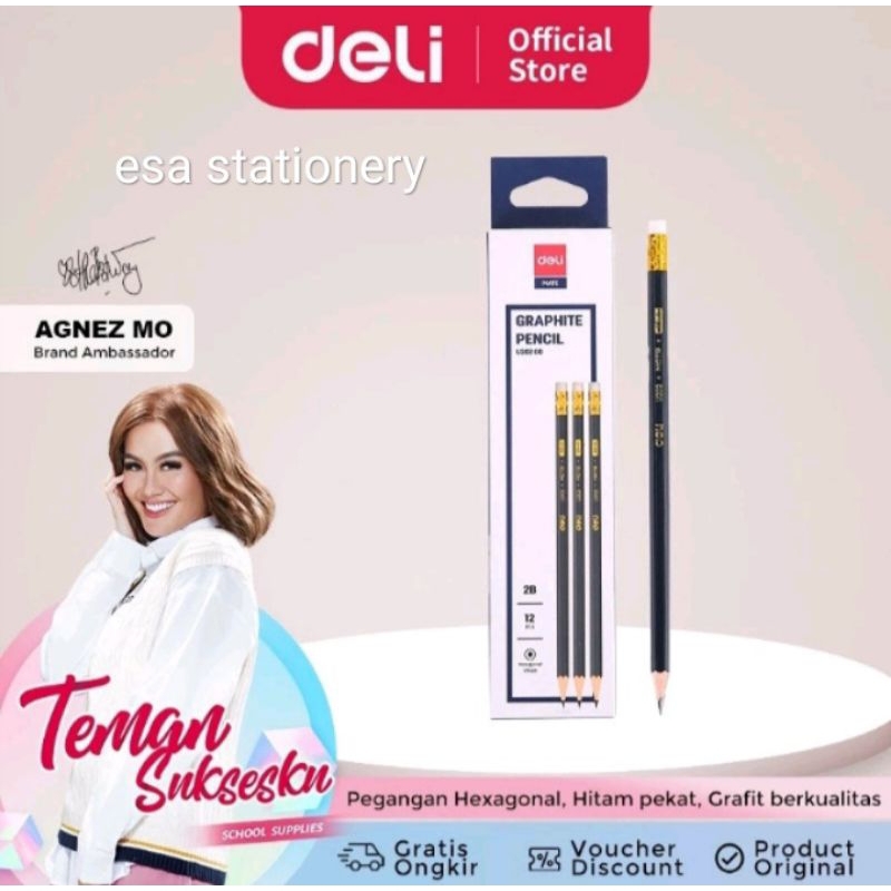

Deli Pensil 2B U202 00 Mate Pencil+Eraser
