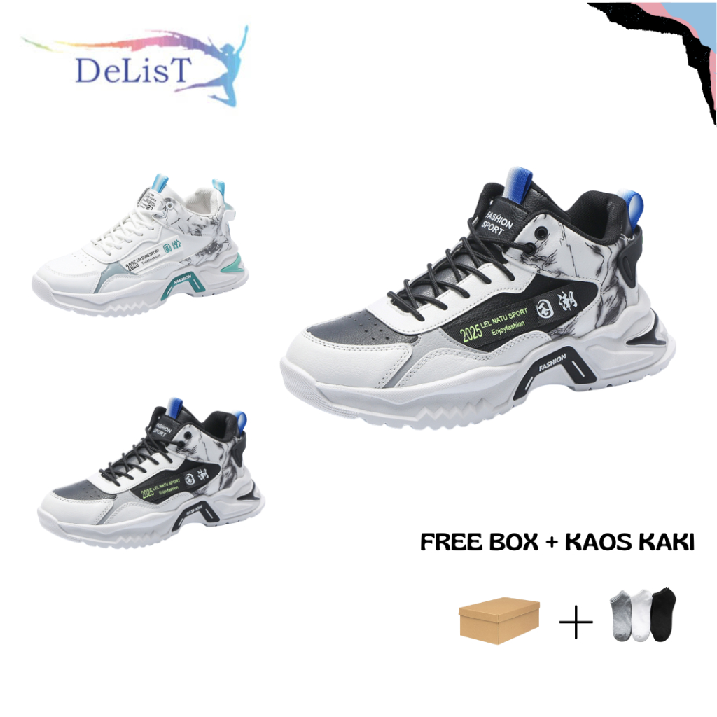 [DELIST] Free Box + Kaos Kaki -Sepatu Sneakers Casual Pria Motif Anime Nongkrong atau Kuliah Kualita