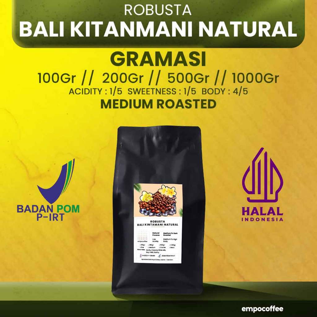 

Empo Coffee Biji Kopi Bubuk Robusta Bali Kintamani Coffee Roasted Bean Espresso Roast Coffe Beans