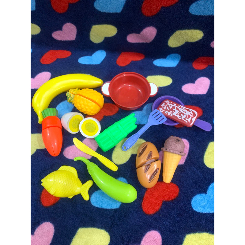 Preloved Paketan Printilan Makanan Masak-Masakan, Buah Potong, Kue Potong, Es Krim