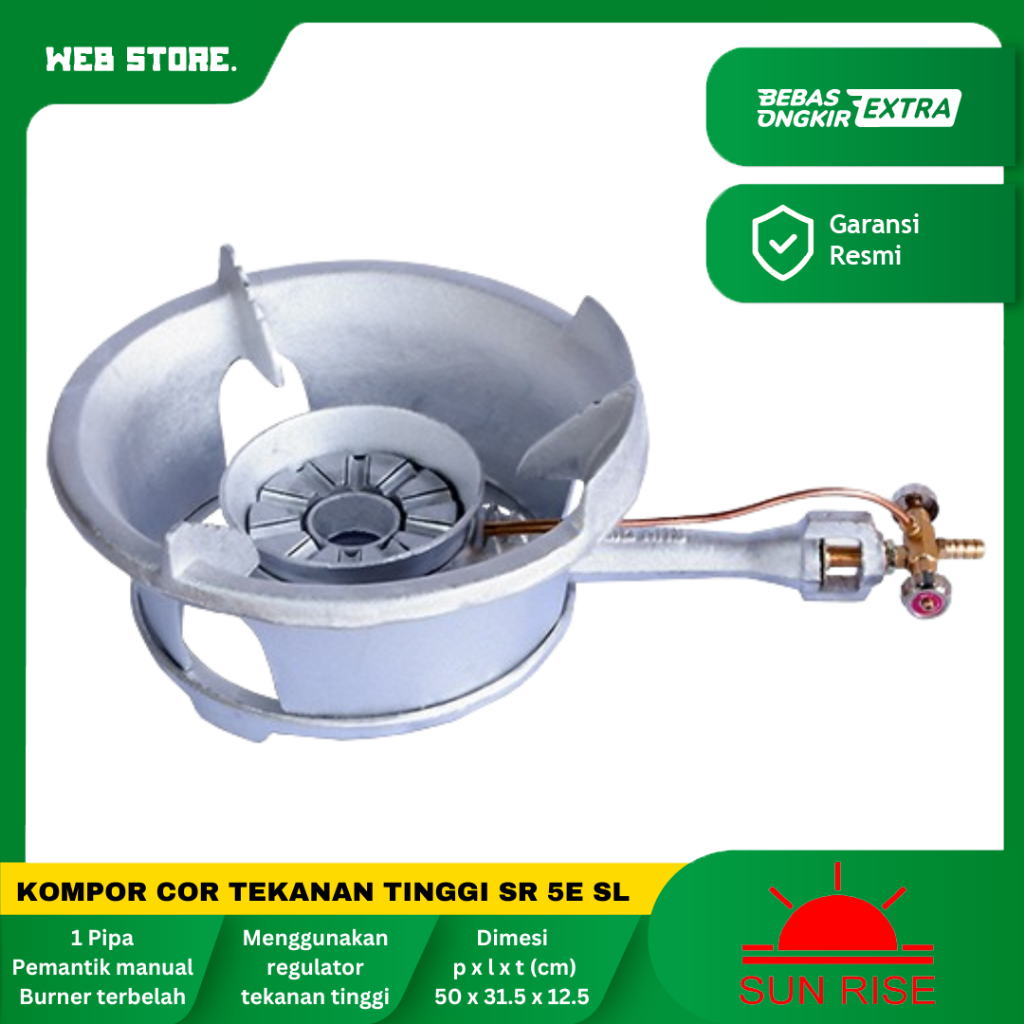 Kompor Gas 1 Tungku Cor Tekanan Tinggi Sunrise SR 5E SL High Pressure Api Besar Manual
