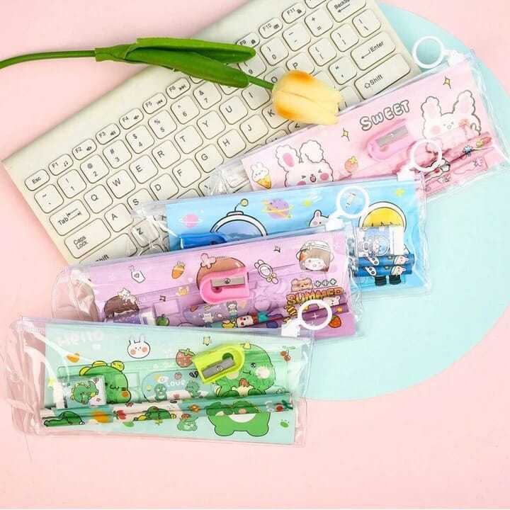 

LBH Alat Tulis Stationery Set Pouch 5 in 1 / ALAT TULIS SEKOLAH 5 in 1 KARAKTER LUCU / Alat Tulis 4003D4