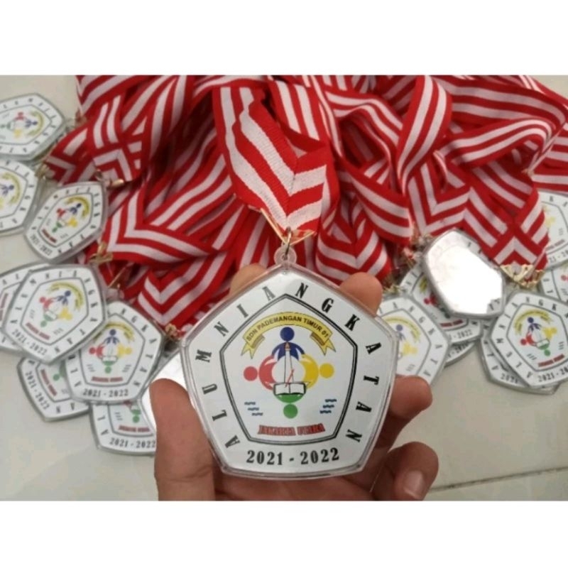 Medali Kejuaraan Medali Akrilik Insert Paper Segilima Costume Medali Gift/Hadiah/Hampers PREMIUM