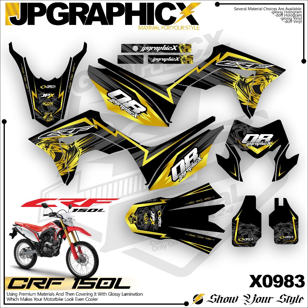 STICKER DECAL CRF 150 L BLACK GOLD PREMIUM