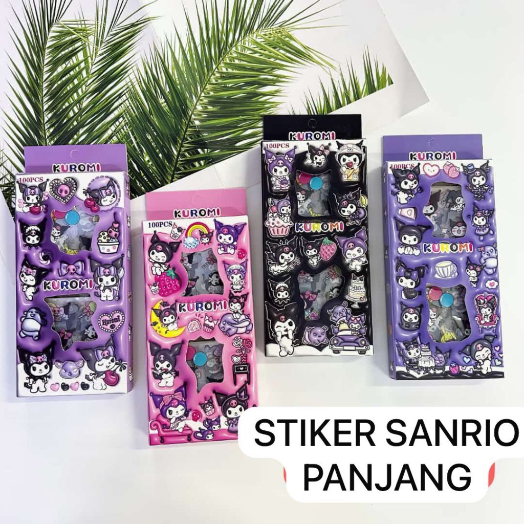 

New Sticker Sanrio Tempelan Buku Botol Minum Stiker Karakter Kuromi Melody Cinnamoroll Isi 100 Lembar