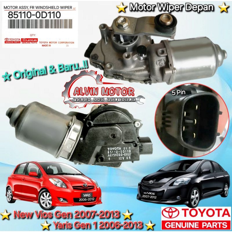 ORIGINAL DINAMO MOTOR WIPER DEPAN TOYOTA NEW VIOS GEN 2 YARIS 2007-2013 ASLI BARU GARANSI