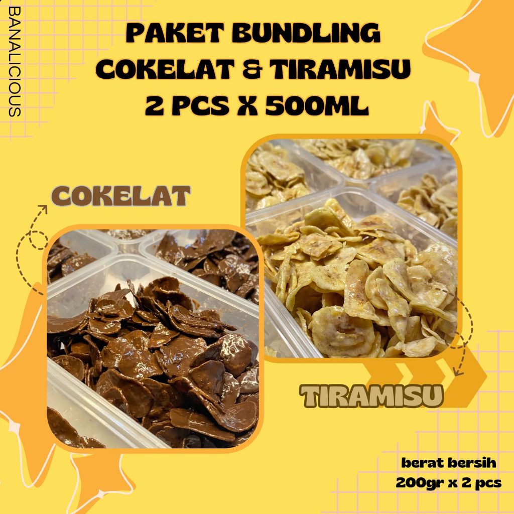 

PAKET HEMAT BUNDLING 400gr RASA COKELAT&TIRAMISU KERIPIK PISANG MELTED BANALICIOUS