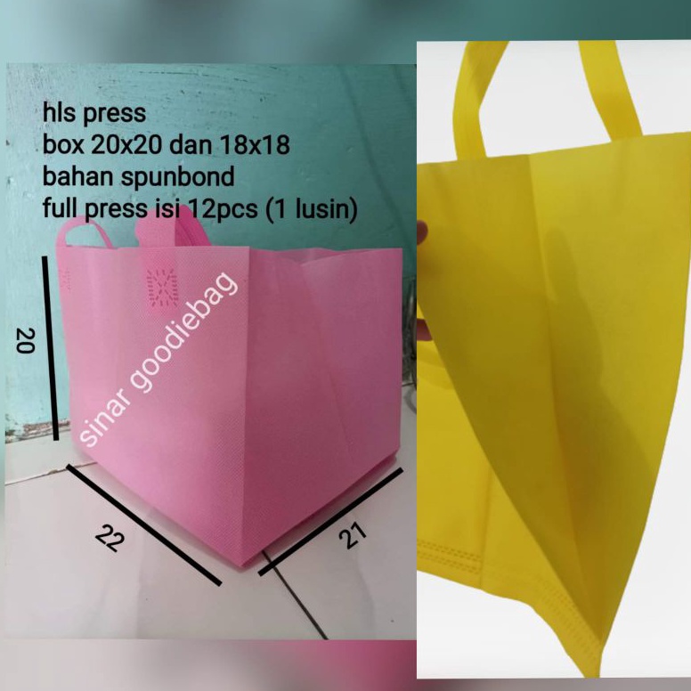 

Terlaris hls press box 2x2 tas spunbond tas goodiebag tas box nasi tas besek tas hajatan tas bento tas thinwal tas snack