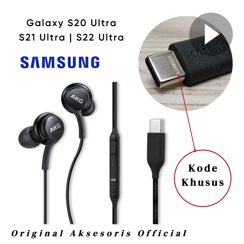 Headset Samsung S20 Ultra | S21 Ultra | S22 Ultra Earphone Ori AKG Type C Original