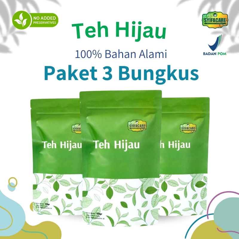 

Paket 3 Bungkus Teh Hijau Herbal | Teh Syifacare | Teh Celup Alami Tanpa Bahan Pengawet