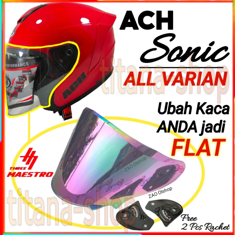 ACH SONIC kaca helm datar venom / flat visor open venom ach sonic